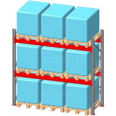 Стеллаж паллетный фронтальный СП 4000(Н)х2700х1100х90х1,5 мм (на ярус 3 европаллеты по 1000 кг)