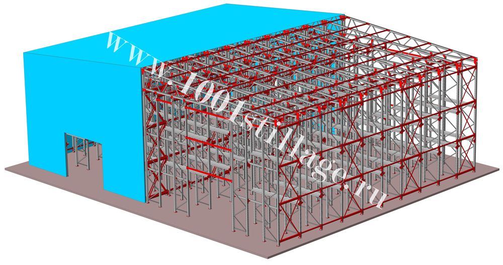 Самонесущий склад на паллетных стеллажах