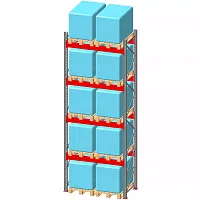 Стеллаж паллетный фронтальный СП 6500(Н)х2200х1100х100х2,0 мм (на ярус 2 финпаллеты по 800 кг)